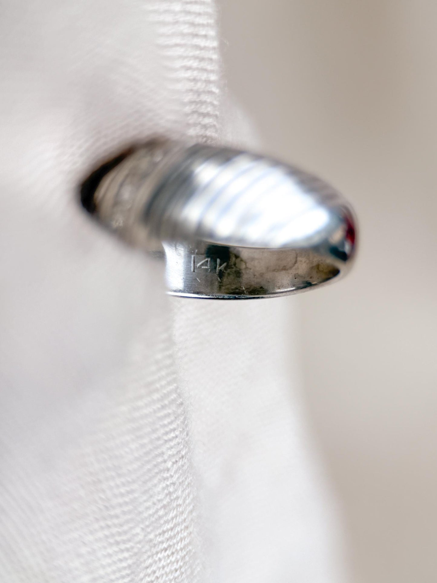 Vintage Diamond Wedding Band, 14k White Gold, Diagonal Rope Textured Ring, Anniversary Band