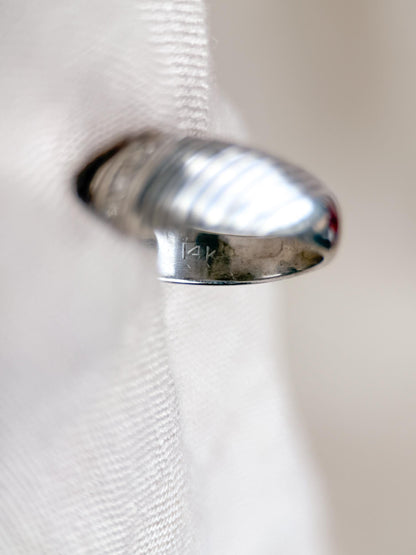 Vintage Diamond Wedding Band, 14k White Gold, Diagonal Rope Textured Ring, Anniversary Band