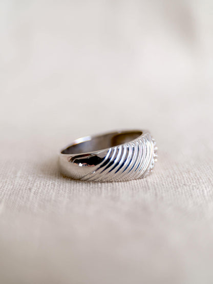 Vintage Diamond Wedding Band, 14k White Gold, Diagonal Rope Textured Ring, Anniversary Band