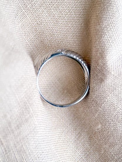 Vintage Diamond Wedding Band, 14k White Gold, Diagonal Rope Textured Ring, Anniversary Band