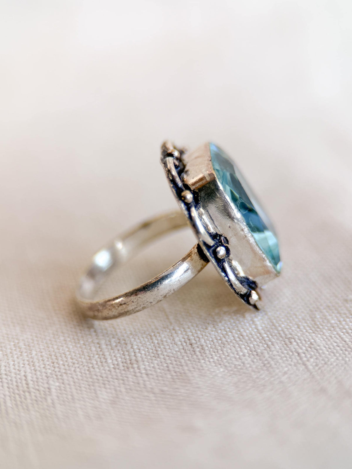 Vintage Spinel Ring Sterling Silver, Filigree Statement Ring, Bold Everyday Jewelry