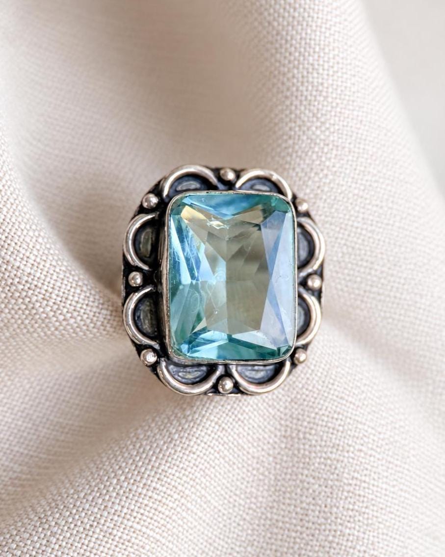 Vintage Spinel Ring Sterling Silver, Filigree Statement Ring, Bold Everyday Jewelry