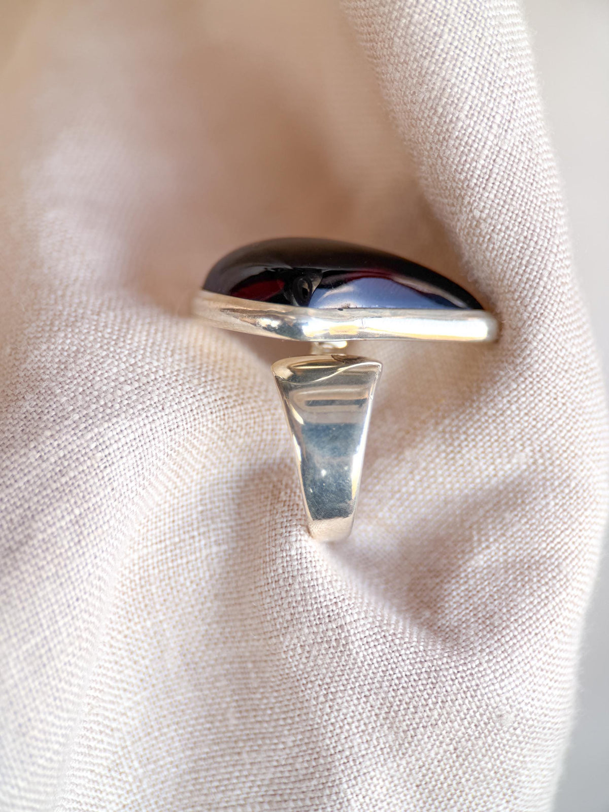 Vintage Amber Ring, Sterling Silver, Bezel Teardrop Statement Ring, Boho Everyday Jewelry