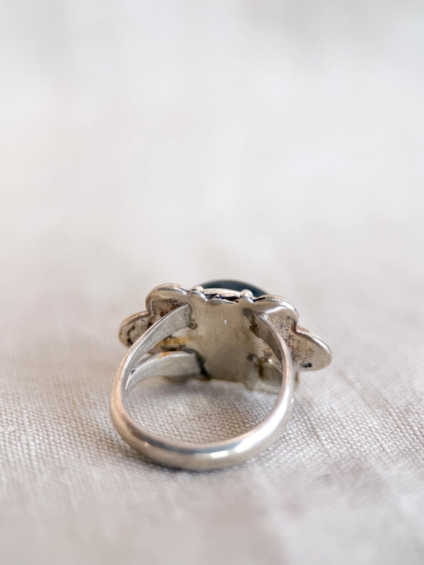 Vintage Onyx Ring, Sterling Silver, Filigree Oval Bezel Statement Ring, Boho Everyday Jewelry