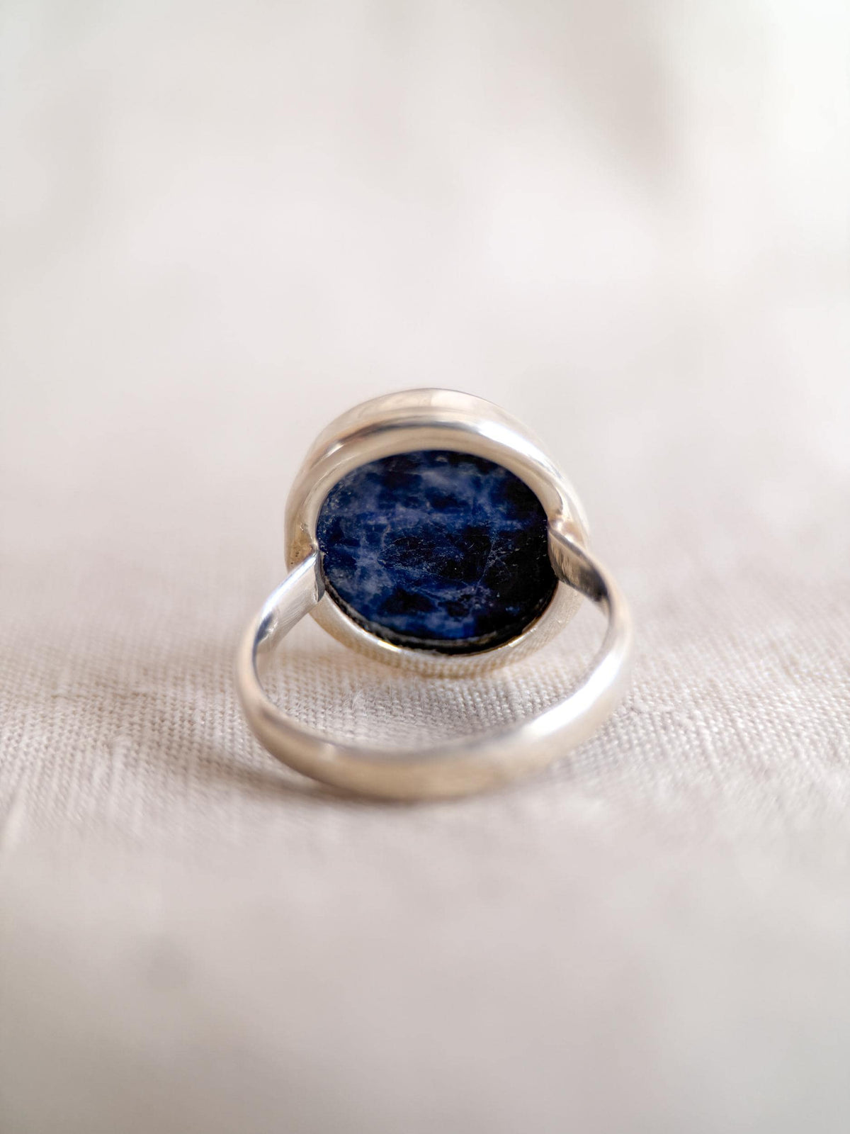 Vintage Sodalite Ring, Sterling Silver Oval Bezel Statement Ring, Boho Everyday Jewelry