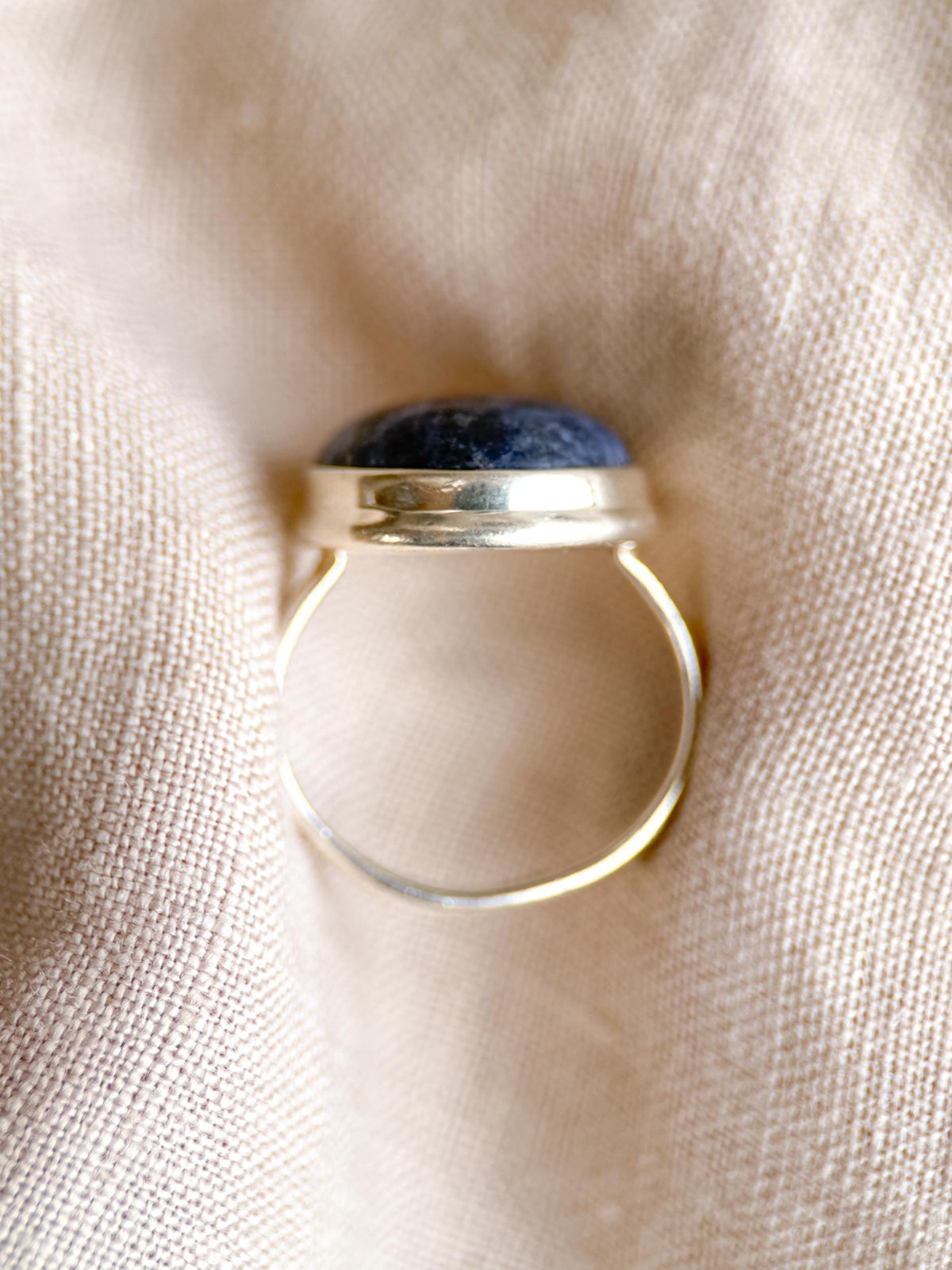 Vintage Sodalite Ring, Sterling Silver Oval Bezel Statement Ring, Boho Everyday Jewelry