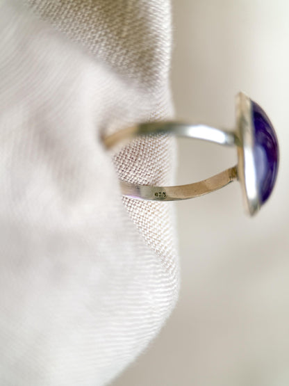 Vintage Amethyst Ring, Sterling Silver Oval Bezel Statement Ring, Boho Everyday Jewelry