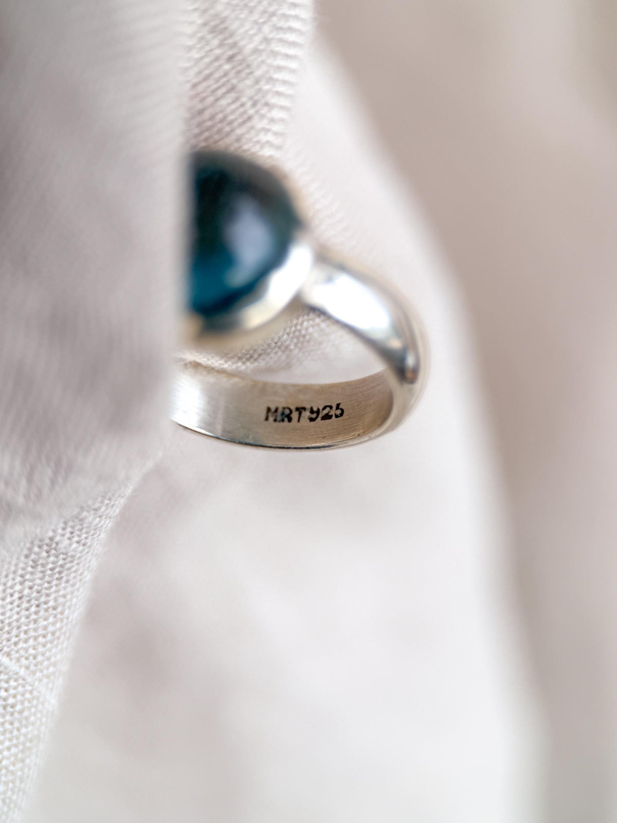 Vintage Blue Topaz Ring, Sterling Silver Round Bezel Statement Ring, Boho Everyday Jewelry
