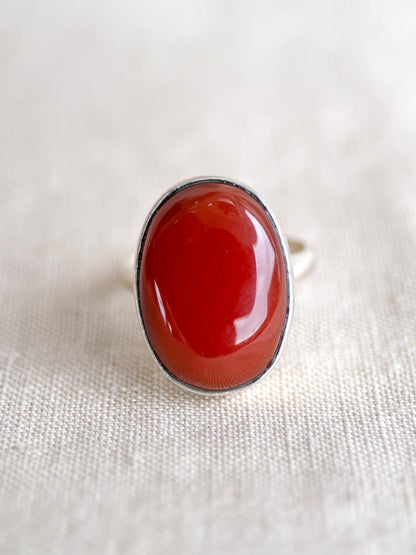 Vintage Carnelian Ring, Sterling Silver Oval Bezel Statement Ring, Bold Everyday Jewelry