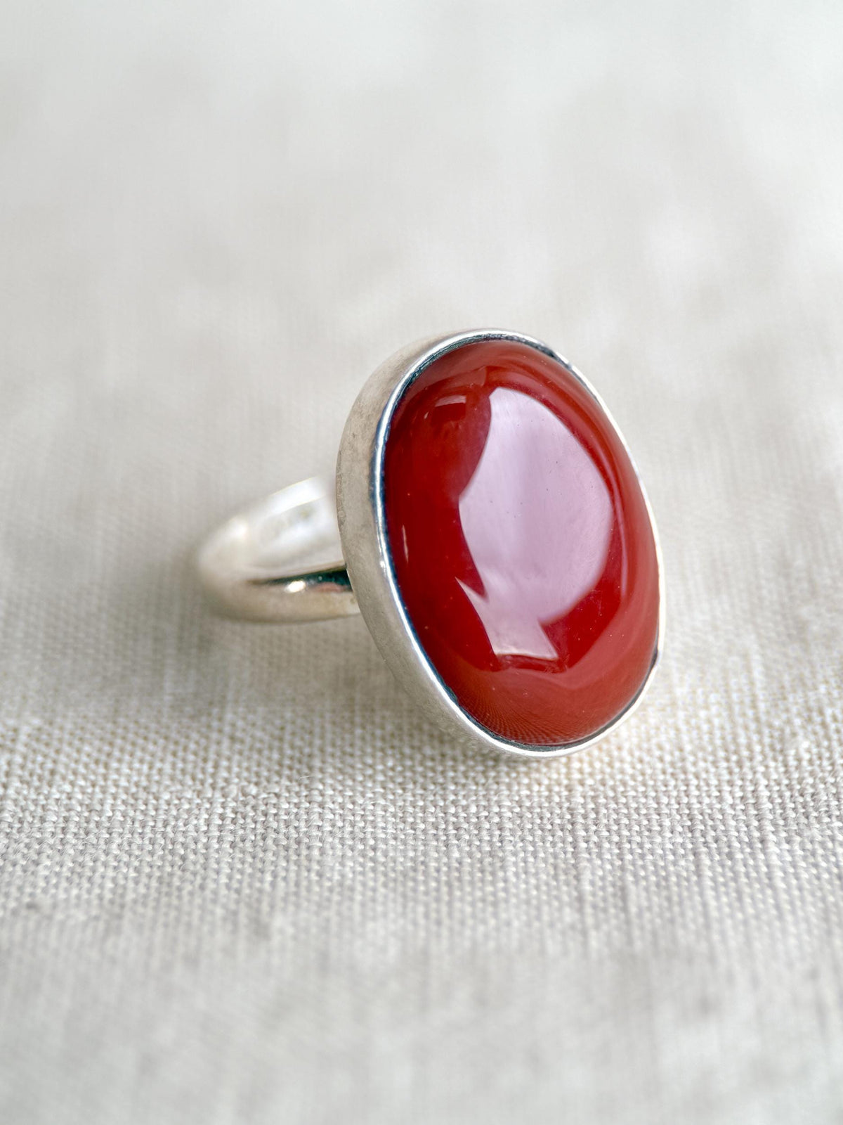 Vintage Carnelian Ring, Sterling Silver Oval Bezel Statement Ring, Bold Everyday Jewelry