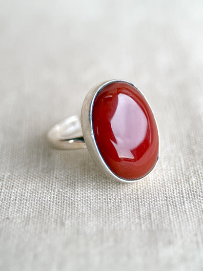 Vintage Carnelian Ring, Sterling Silver Oval Bezel Statement Ring, Bold Everyday Jewelry
