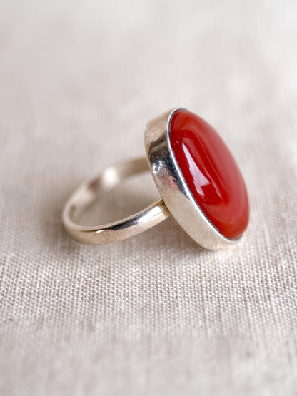 Vintage Carnelian Ring, Sterling Silver Oval Bezel Statement Ring, Bold Everyday Jewelry