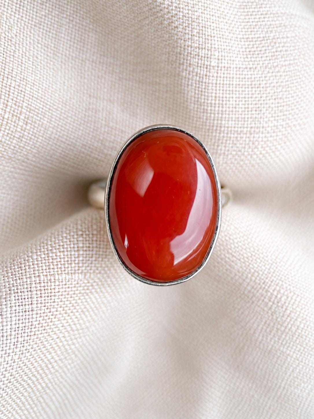 Vintage Carnelian Ring, Sterling Silver Oval Bezel Statement Ring, Bold Everyday Jewelry