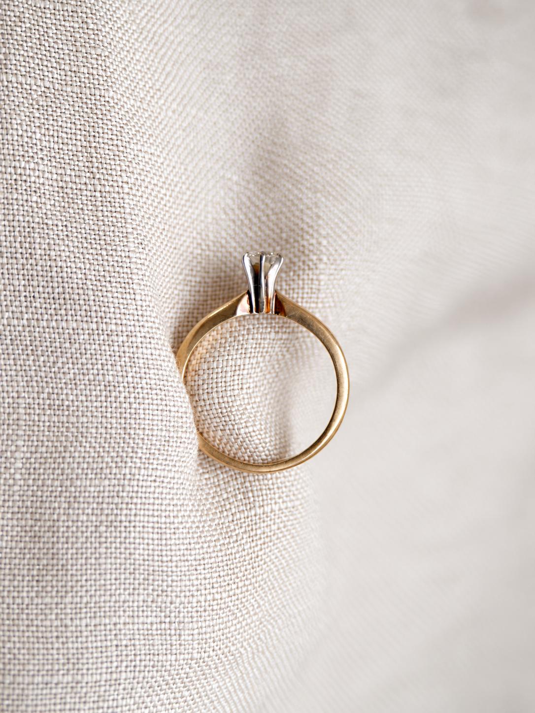 Vintage Diamond Solitaire Engagement Ring, Round Cut, 14k Gold, Classic 6 Prong Bridal Ring