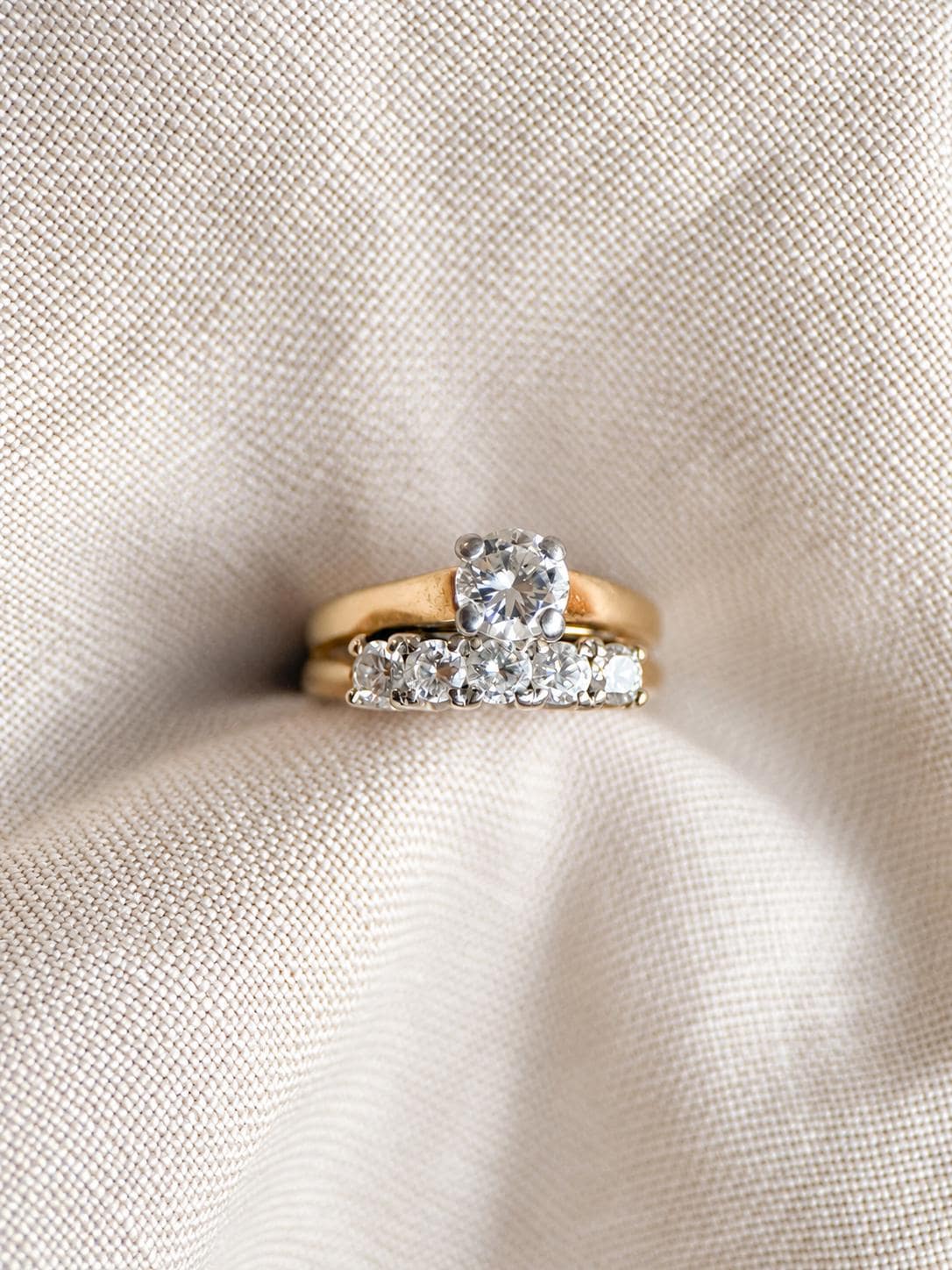 Vintage 1980s Diamond Bridal Set, Engagement & Wedding Rings