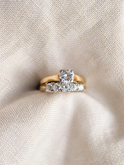 Vintage 1980s Diamond Bridal Set, Engagement & Wedding Rings