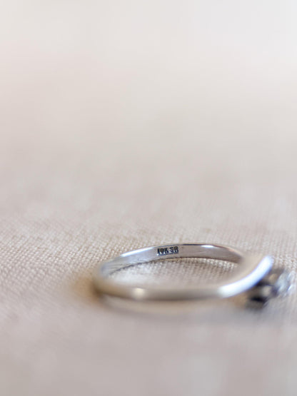 Vintage Diamond Engagement Ring, Round Cut, 10k White Gold, Swirl Solitaire Bridal Ring