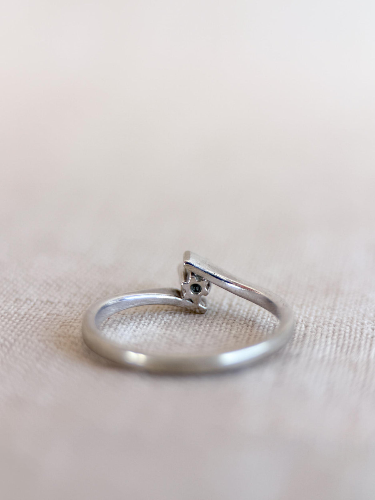 Vintage Diamond Engagement Ring, Round Cut, 10k White Gold, Swirl Solitaire Bridal Ring