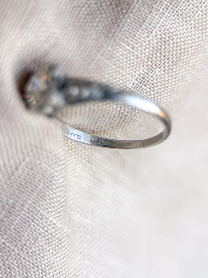 Vintage Diamond Engagement Ring, Round Cut, Platinum, Antique Filigree Art Deco Bridal Ring