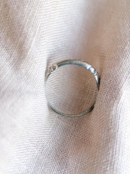 Vintage Diamond Wedding Band, 18k White Gold, Art Deco Minimalist Ring, Stacking Band
