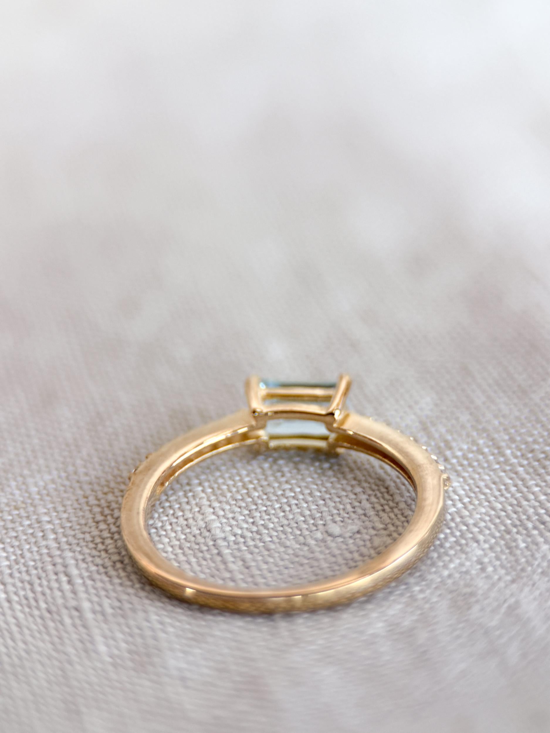 Vintage Blue Topaz Ring in Gold-Plated Sterling Silver, Minimalist Statement Ring, Unique Everyday Jewelry