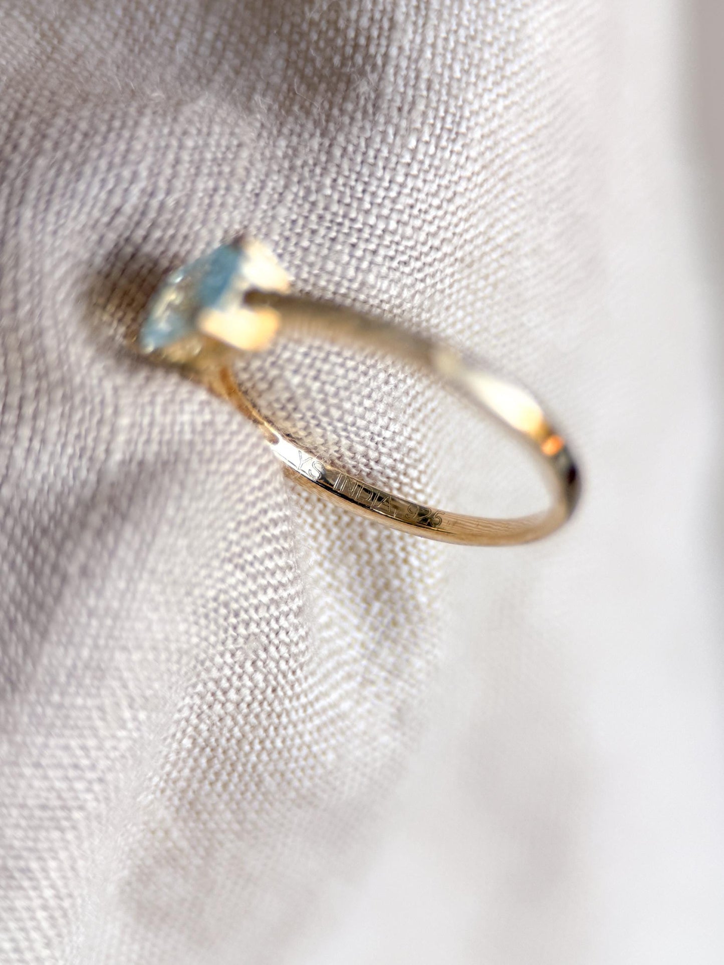 Vintage Blue Topaz Ring in Gold-Plated Sterling Silver, Minimalist Statement Ring, Unique Everyday Jewelry