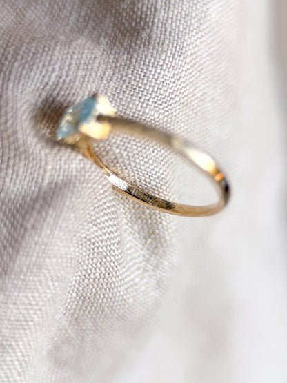 Vintage Blue Topaz Ring in Gold-Plated Sterling Silver, Minimalist Statement Ring, Unique Everyday Jewelry