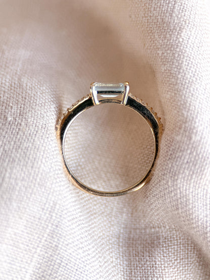 Vintage Blue Topaz Ring in Gold-Plated Sterling Silver, Minimalist Statement Ring, Unique Everyday Jewelry