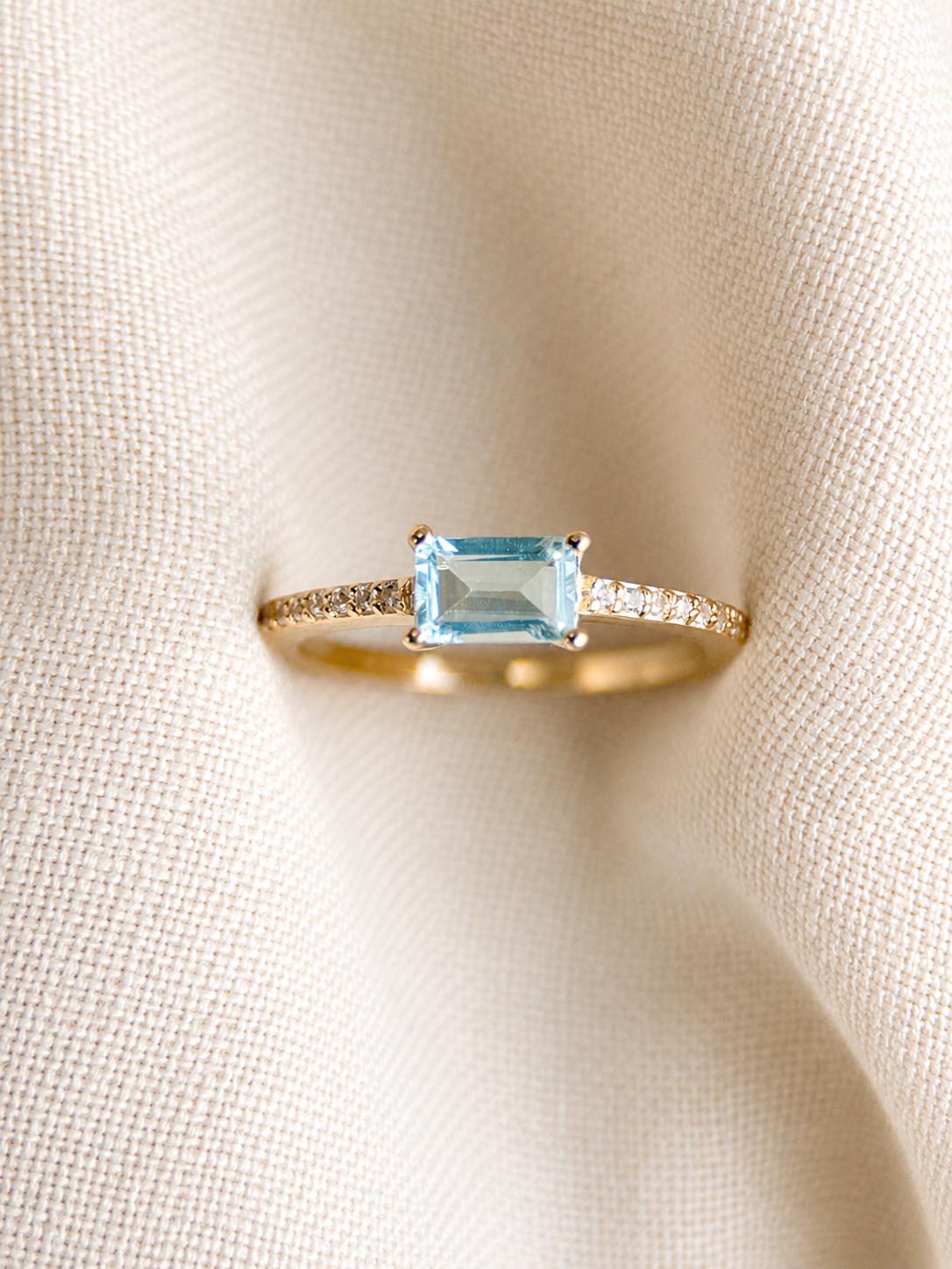 Vintage Blue Topaz Ring in Gold-Plated Sterling Silver, Minimalist Statement Ring, Unique Everyday Jewelry