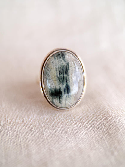 Vintage Quartz Ring Sterling Silver, Oval Gemstone Statement Ring, Boho Everyday Jewelry