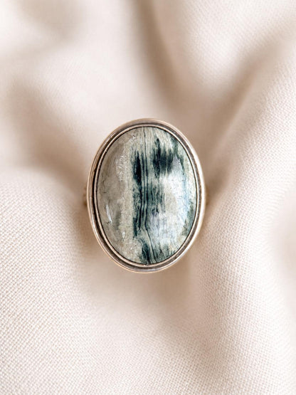Vintage Quartz Ring Sterling Silver, Oval Gemstone Statement Ring, Boho Everyday Jewelry