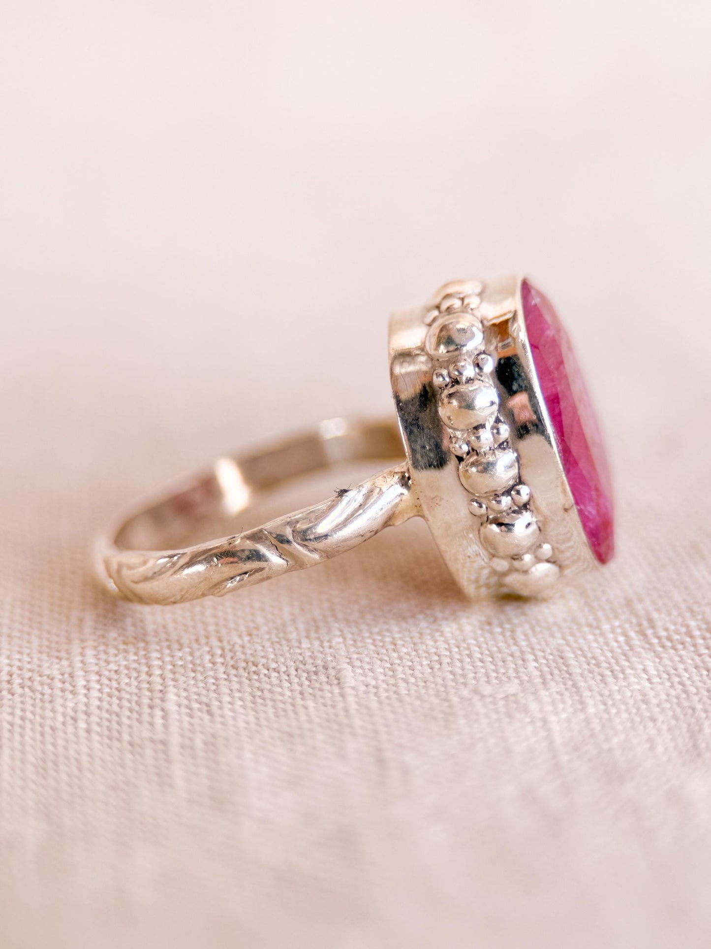 Vintage Ruby Ring, Sterling Silver Oval Bezel Statement Ring, Bold Everyday Jewelry