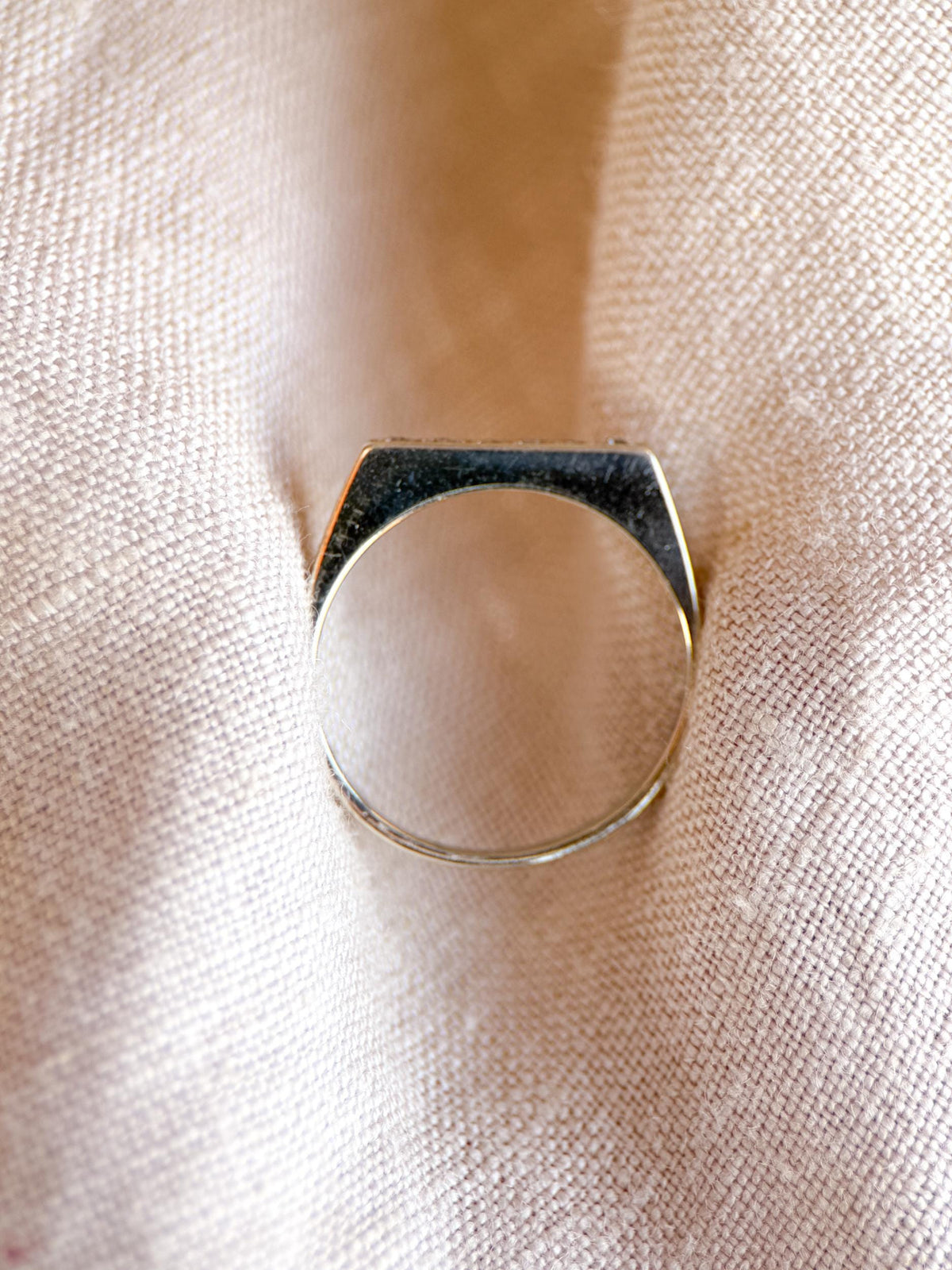 Vintage Diamond Wedding Band, 14k White Gold, Squared Flat Top Minimalist Ring, Stacking Band