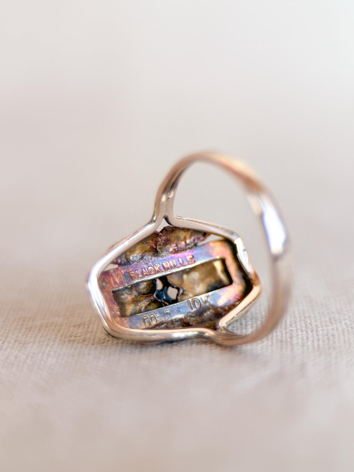 Vintage Black Hills Gold Ring, 10k Tri-Colored Leaf Statement Ring, Unique Floral Jewelry