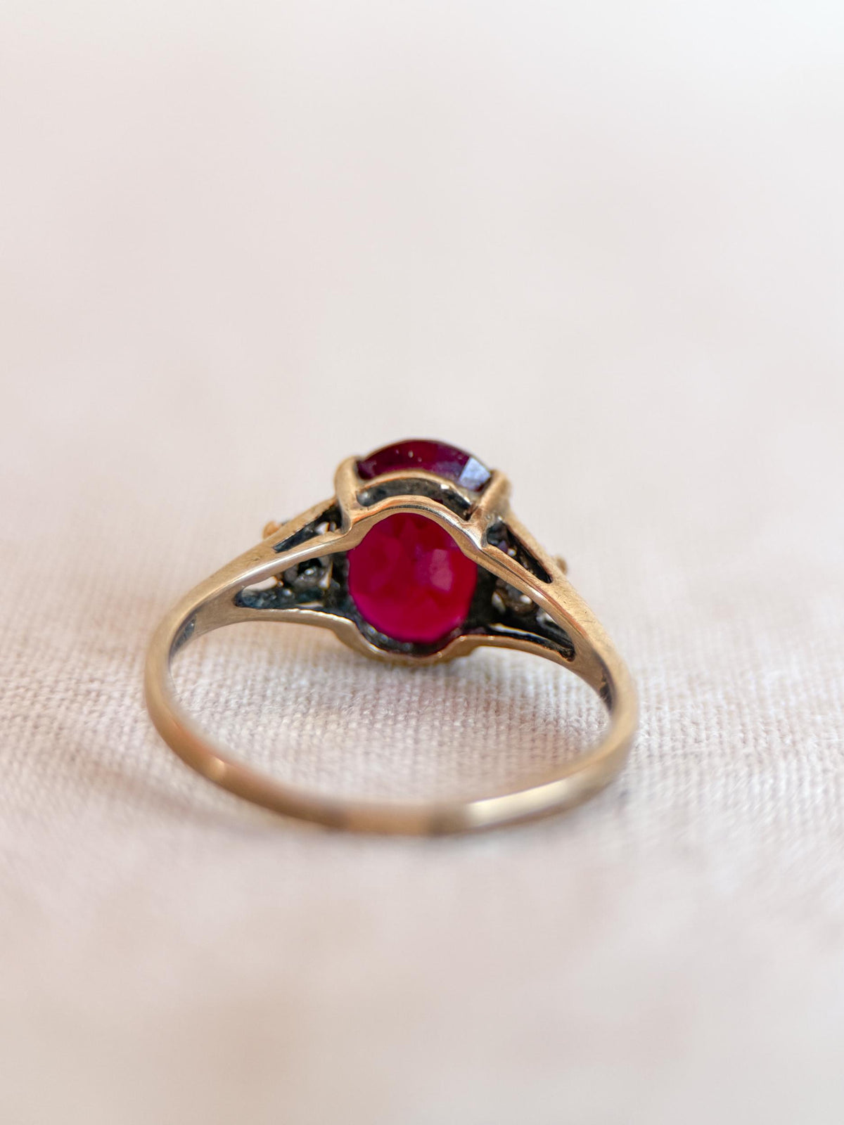 Vintage Ruby Ring, 10k Gold, Oval Cut Statement Ring, Unique Gemstone Jewelry