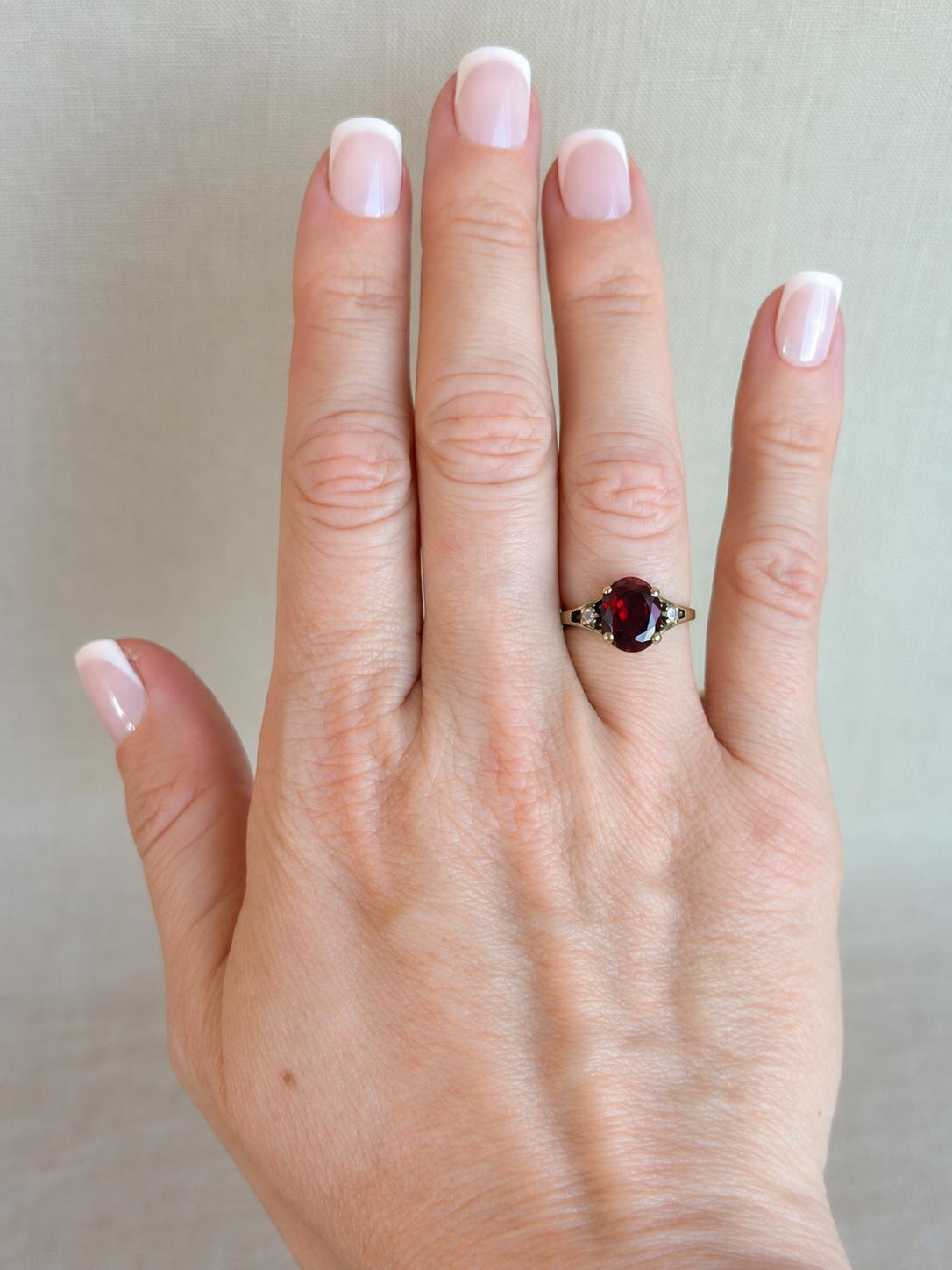 Vintage Ruby Ring, 10k Gold, Oval Cut Statement Ring, Unique Gemstone Jewelry