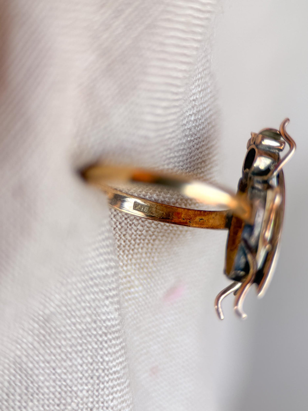 Vintage Opal Insect Ring, 18k Gold Art Nouveau Statement Ring, Unique Gemstone Bug Jewelry