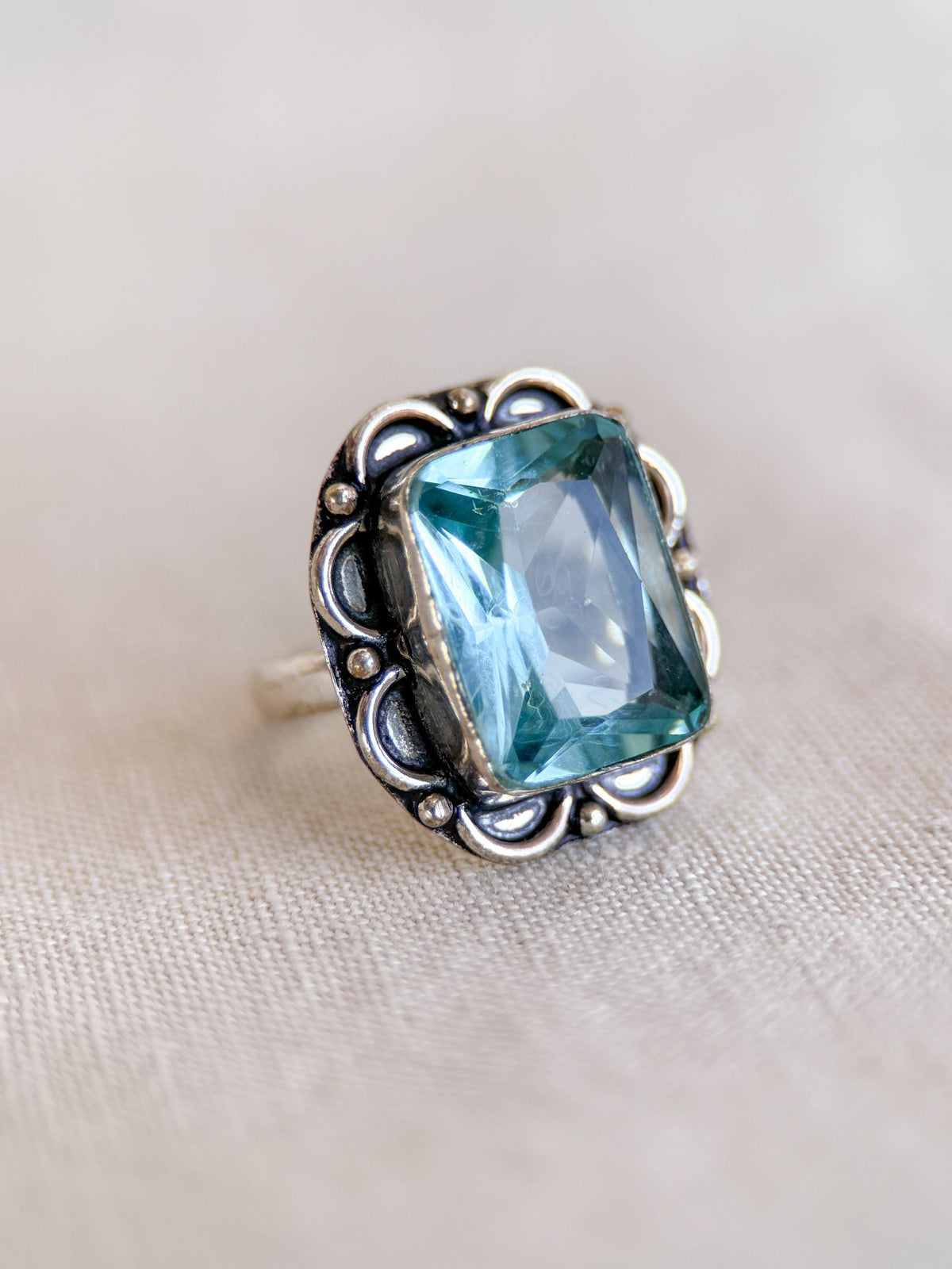 Vintage Spinel Ring Sterling Silver, Filigree Statement Ring, Bold Everyday Jewelry