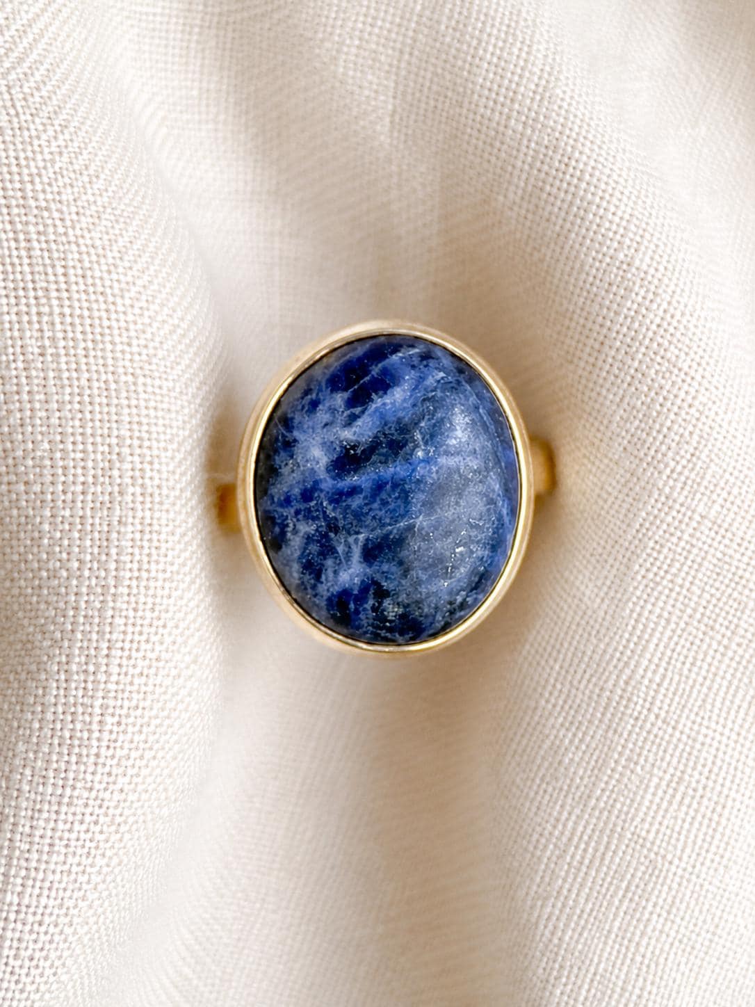 Vintage Sodalite Ring, Sterling Silver Oval Bezel Statement Ring, Boho Everyday Jewelry