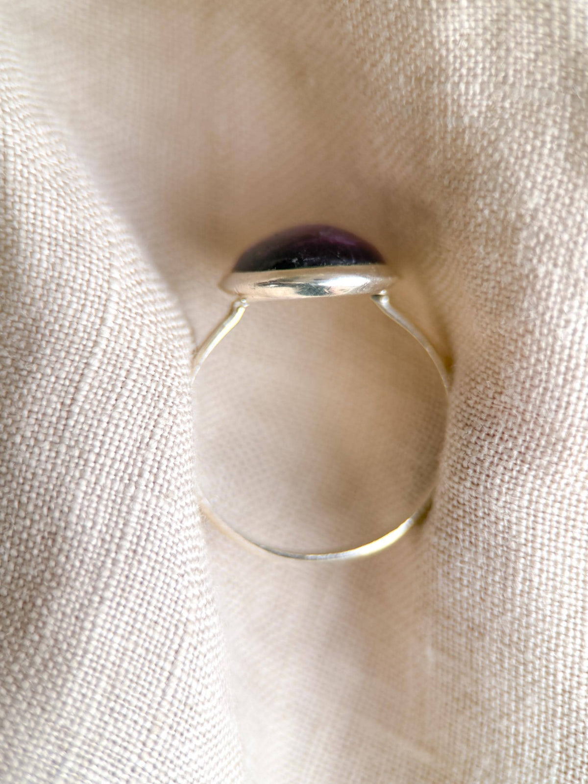Vintage Amethyst Ring, Sterling Silver Oval Bezel Statement Ring, Boho Everyday Jewelry