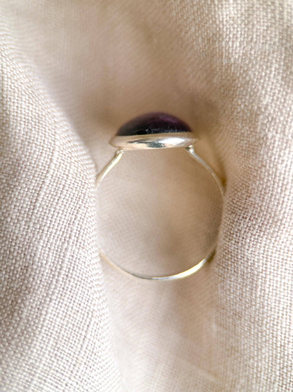 Vintage Amethyst Ring, Sterling Silver Oval Bezel Statement Ring, Boho Everyday Jewelry