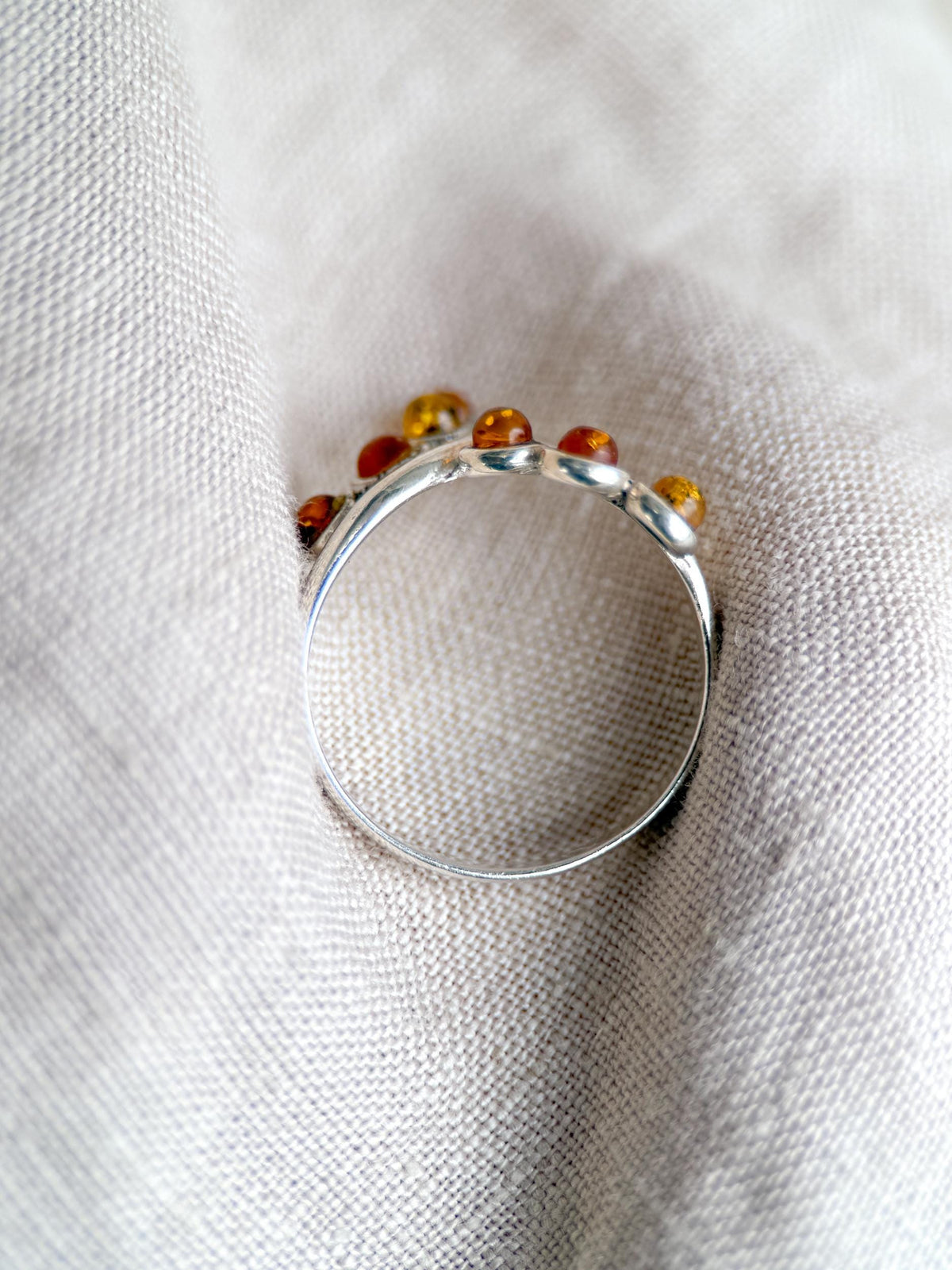 Vintage Amber Ring, Sterling Silver Floral Swirl Statement Ring, Boho Everyday Jewelry