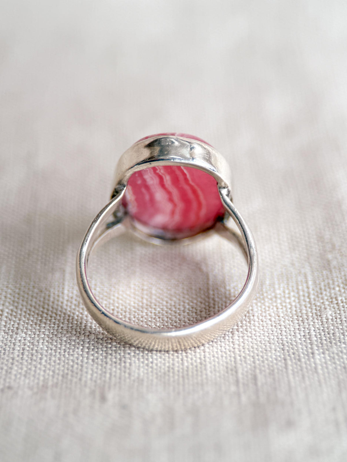 Vintage Rhodochrosite Ring, Sterling Silver Oval Bezel Statement Ring, Boho Everyday Jewelry