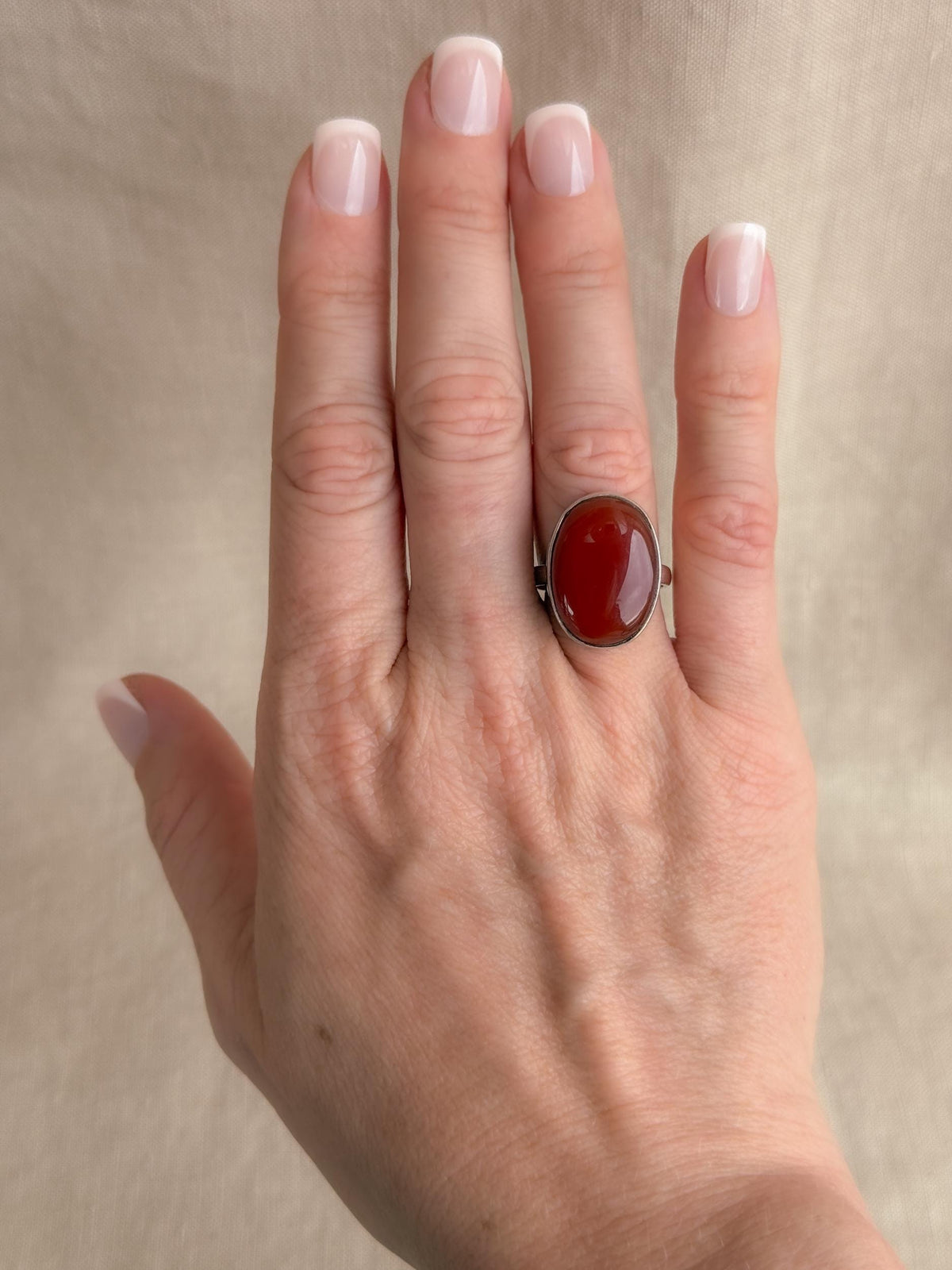Vintage Carnelian Ring, Sterling Silver Oval Bezel Statement Ring, Bold Everyday Jewelry