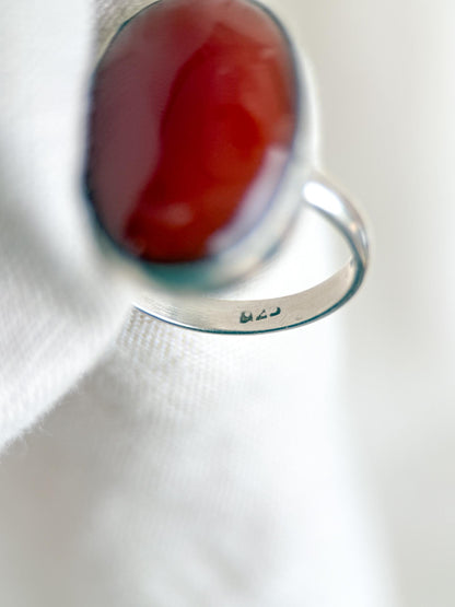 Vintage Carnelian Ring, Sterling Silver Oval Bezel Statement Ring, Bold Everyday Jewelry