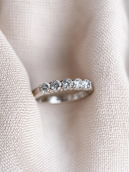 Vintage 1990s Diamond Wedding Band in 18k White Gold