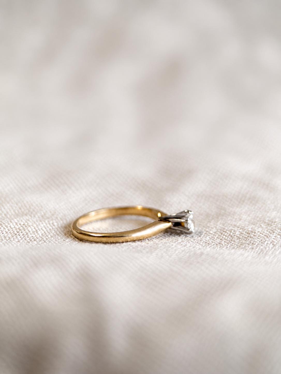 Vintage Diamond Solitaire Engagement Ring, Round Cut, 14k Gold, Classic 6 Prong Bridal Ring