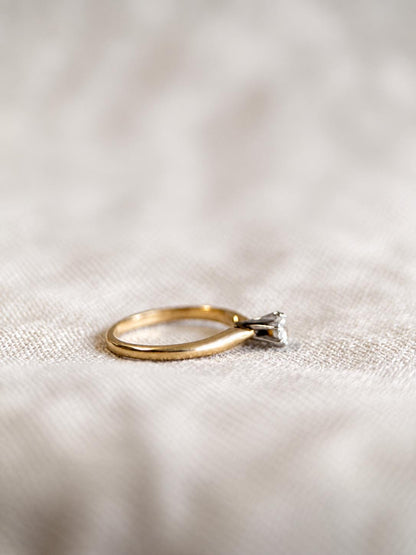 Vintage Diamond Solitaire Engagement Ring, Round Cut, 14k Gold, Classic 6 Prong Bridal Ring