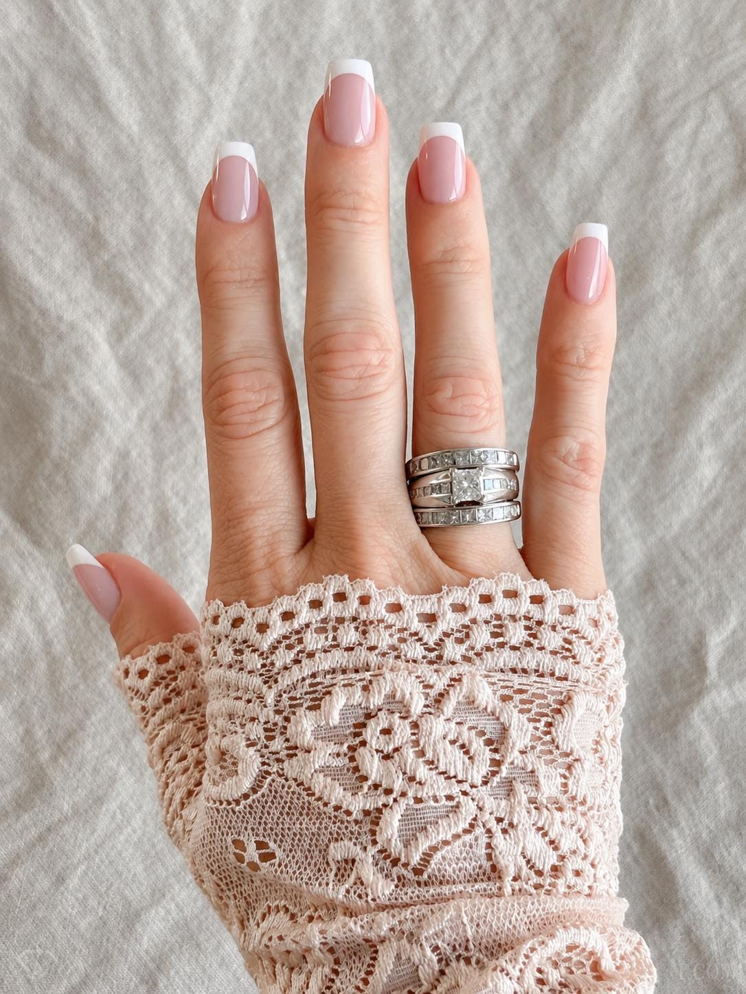 Vintage 1990s Bridal Set, Diamond Engagement Ring & Wedding Band