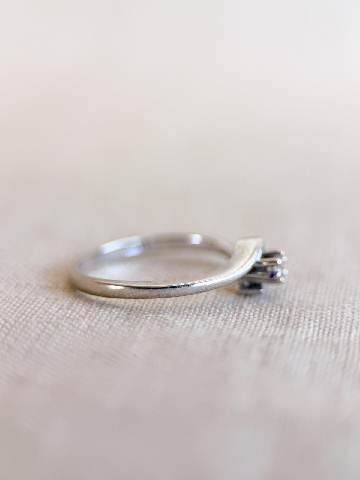 Vintage Diamond Engagement Ring, Round Cut, 10k White Gold, Swirl Solitaire Bridal Ring